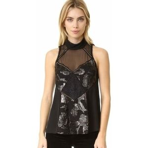 Haute Hippie Black Sheer Floral Y2K Fairy Top Size Small